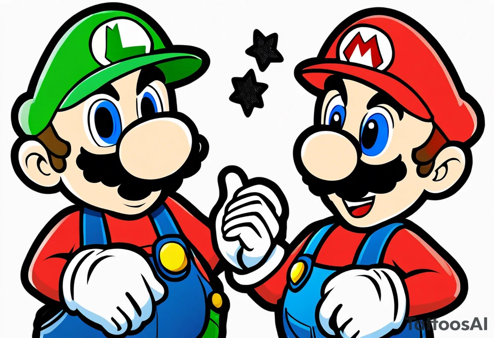 Mario and Luigi with Daft Punk masks tattoo idea