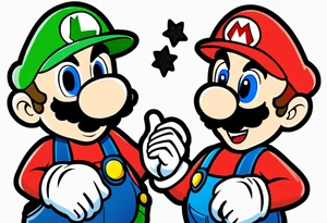 Mario and Luigi with Daft Punk masks tattoo idea