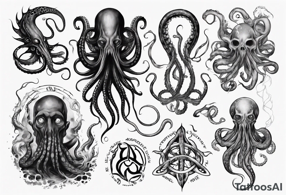 lovecraft mythe long tattoo
with lot of tentacle tattoo idea