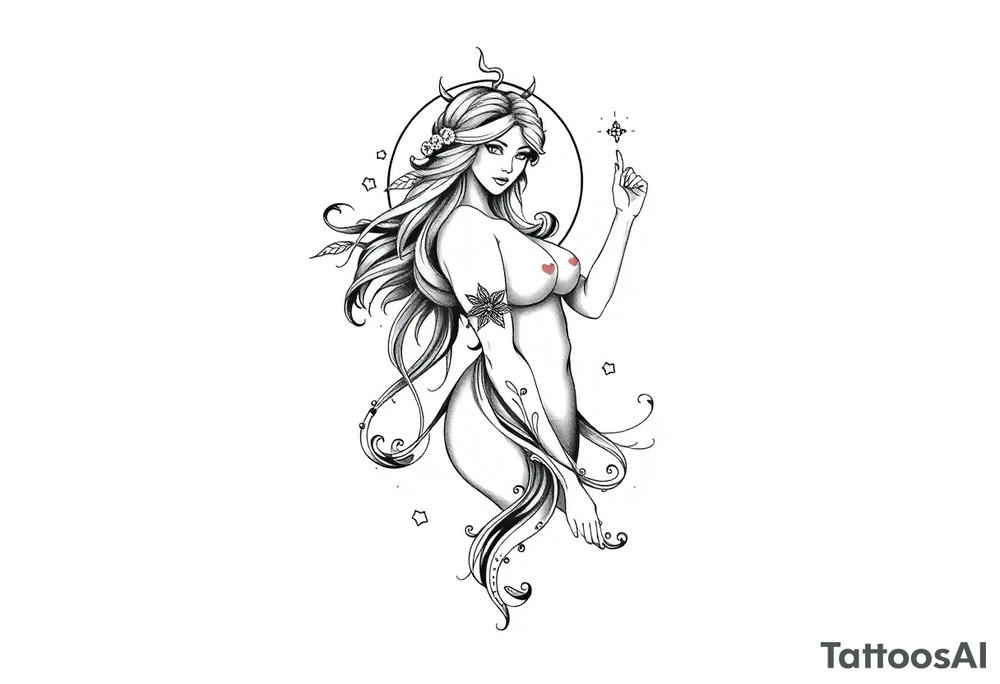 A half Sexy unique Aquarius goddess sleeve tattoo tattoo idea