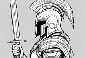 spartan soldier sleeve linework fine line linework tattoo idea