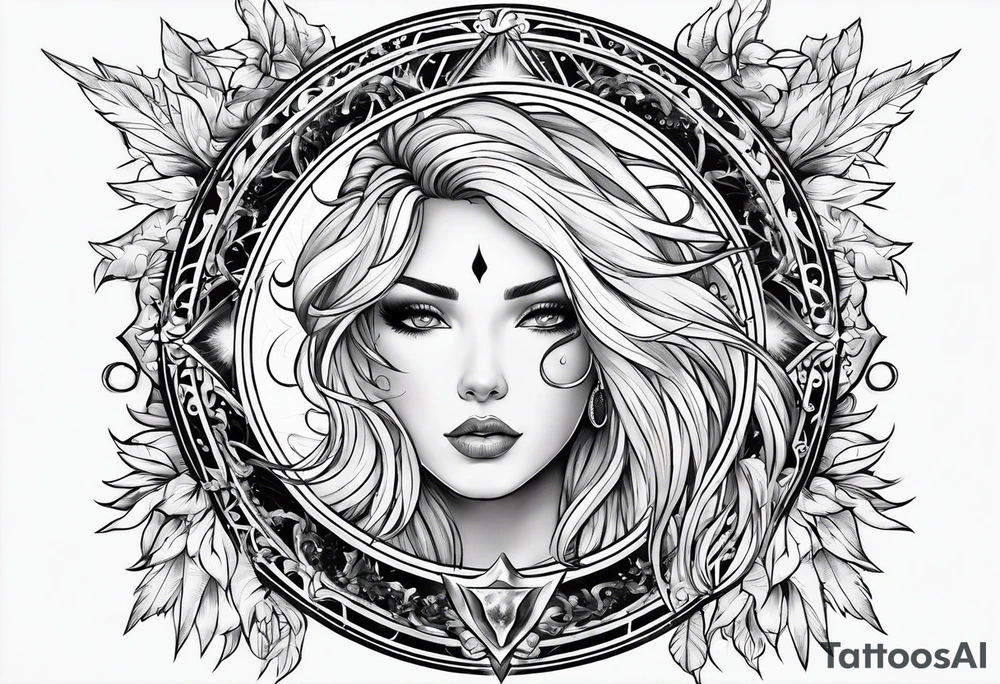 Protective shield with a sun and blond hair tattoo idea