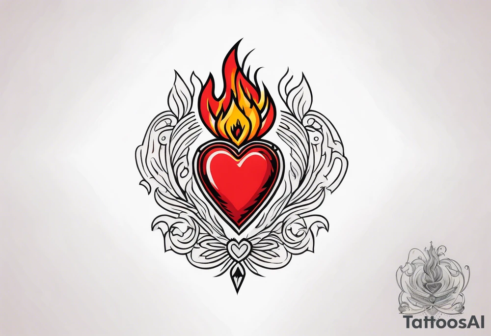 sacred heart vintage traditional tattoo fire tattoo idea