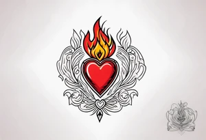 sacred heart vintage traditional tattoo fire tattoo idea