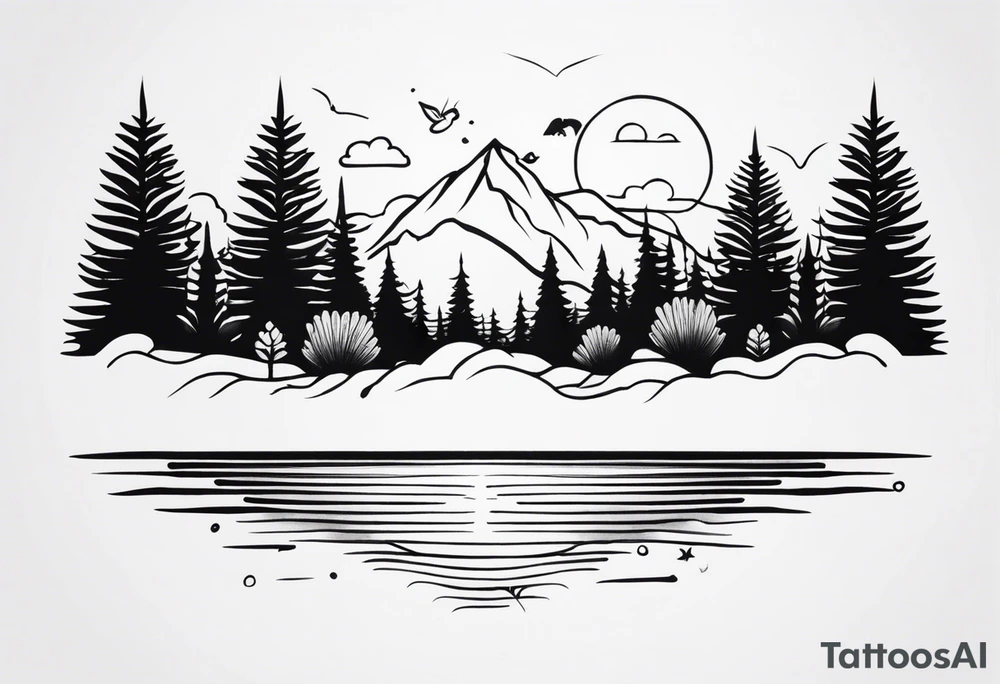 Small Horizontal tattoo inspired by nature that will go across thigh tattoo idea