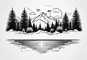 Small Horizontal tattoo inspired by nature that will go across thigh tattoo idea