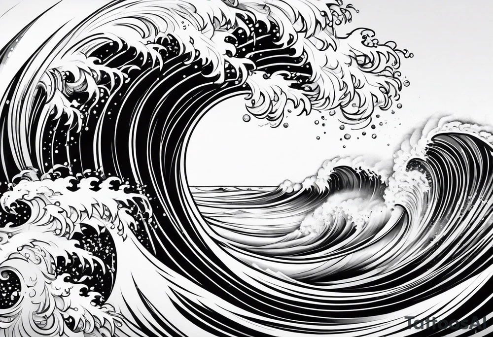 Waves sea beach sky for whole arm sleeve tattoo idea