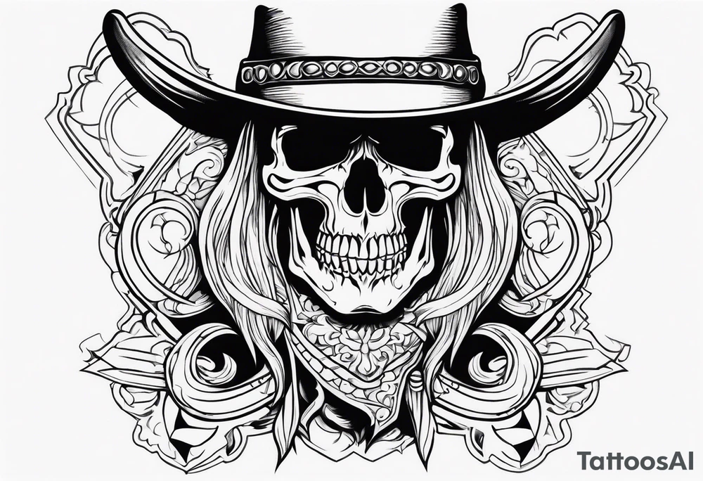 Screaming cowboy skull tattoo idea