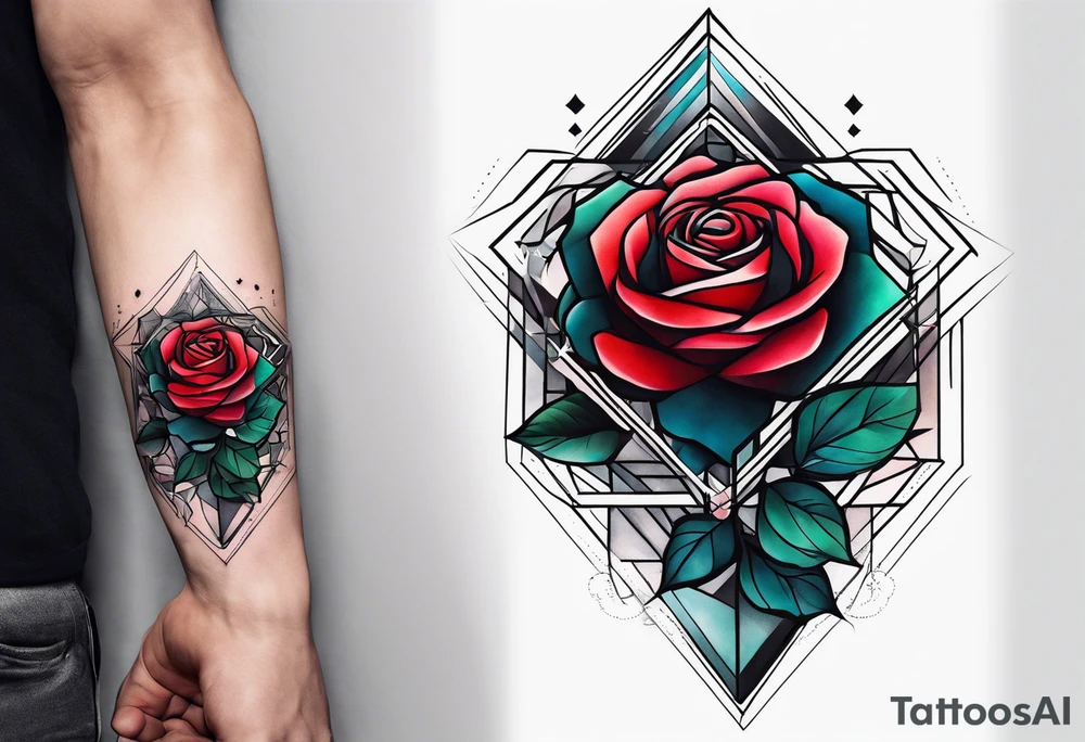 forearm tattoo, geometric rose, subtle, men, tattoo idea