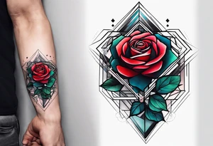 forearm tattoo, geometric rose, subtle, men, tattoo idea