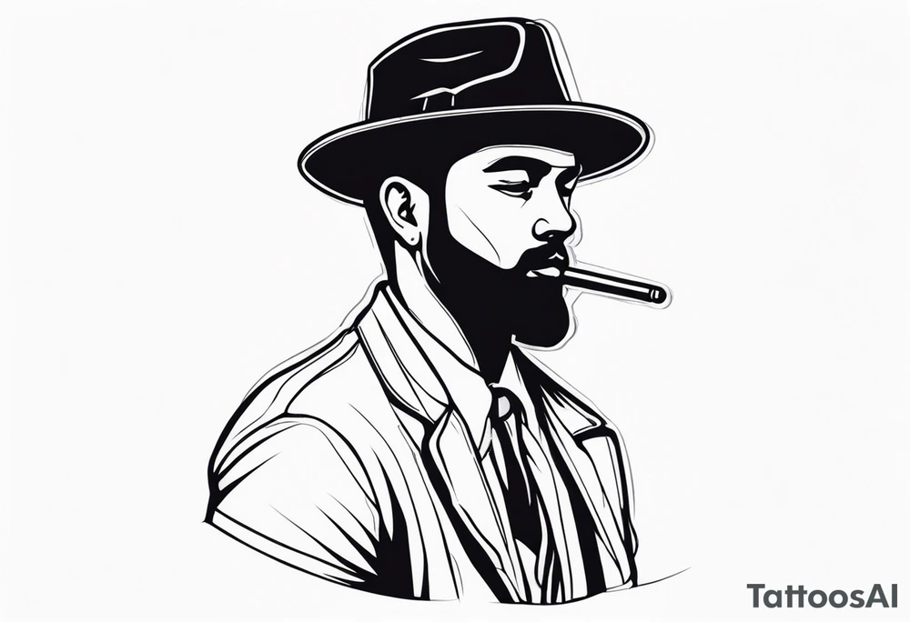 Guy wearing a hat facing forward tattoo idea