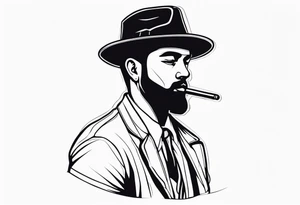 Guy wearing a hat facing forward tattoo idea