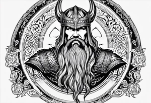thor norse god of thunder with norse letter tattoo idea