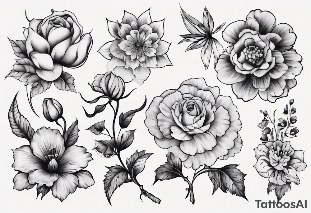 Flowers in a big tatto tattoo idea