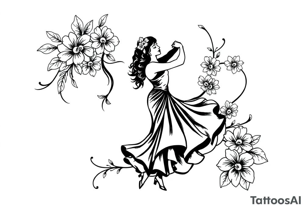 the date October 22, 2024. With the name ‘Lady’. salsa music and dancing elements. tattoo idea