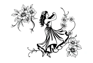 the date October 22, 2024. With the name ‘Lady’. salsa music and dancing elements. tattoo idea