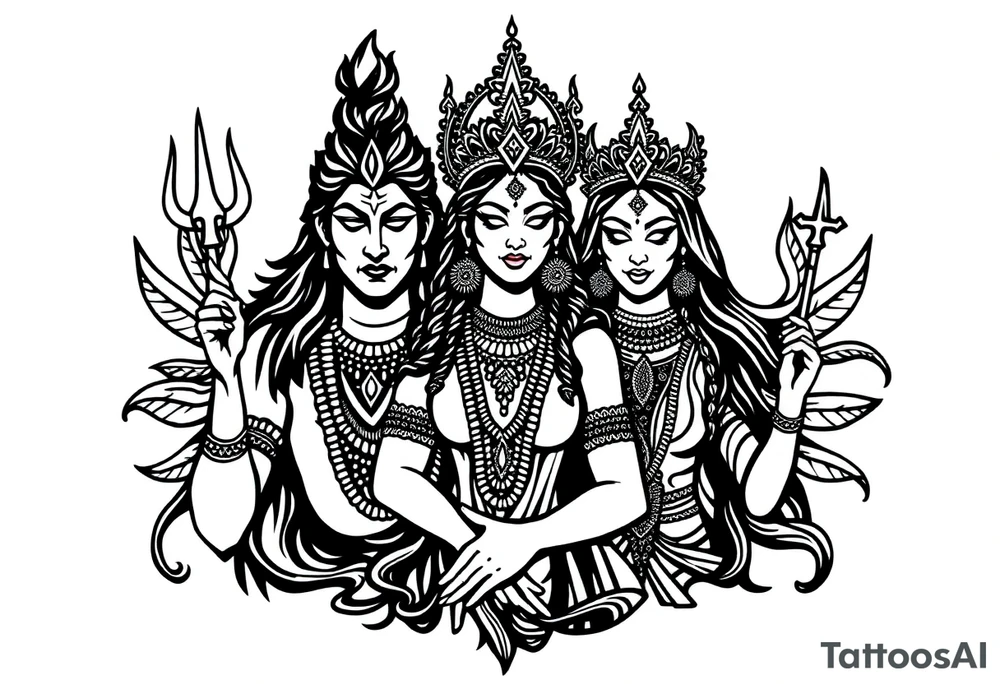 Lord Shiva, Godess Kali, Godess Lilith Together tattoo idea