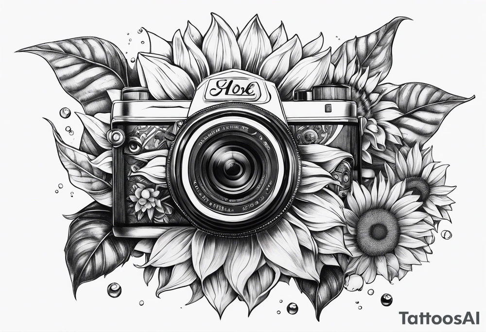 sunflower, camera, fish, tattoo idea