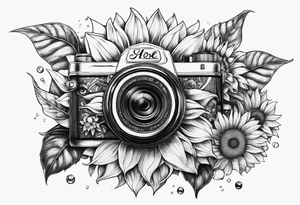 sunflower, camera, fish, tattoo idea