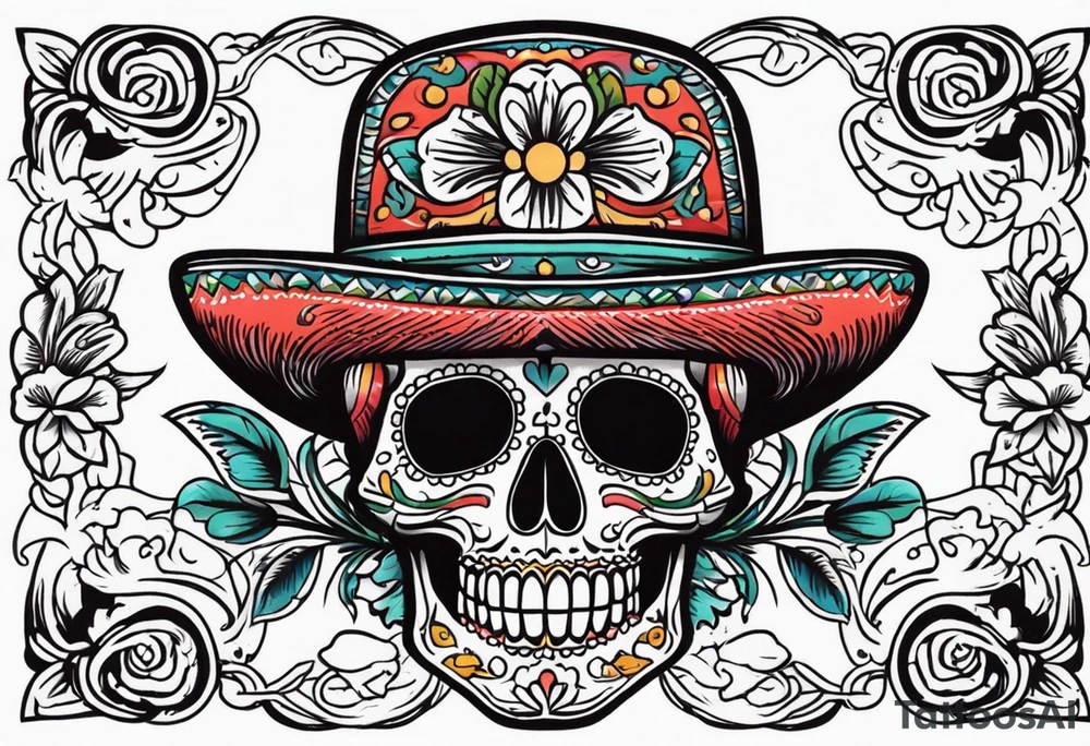 mexican skull tattoo idea