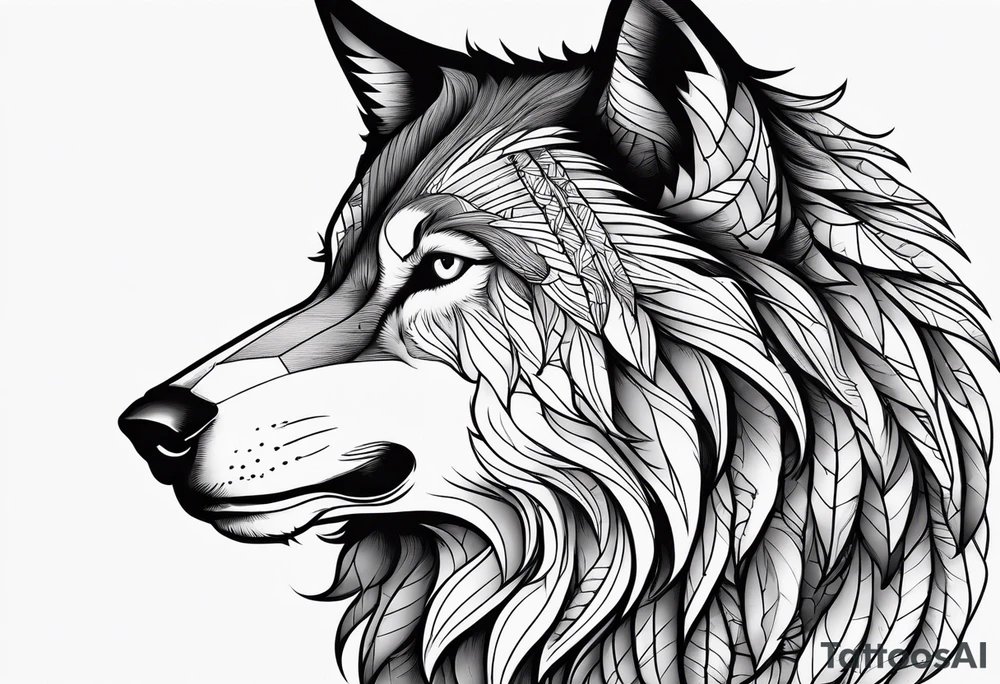 half wolf half eagle tattoo idea
