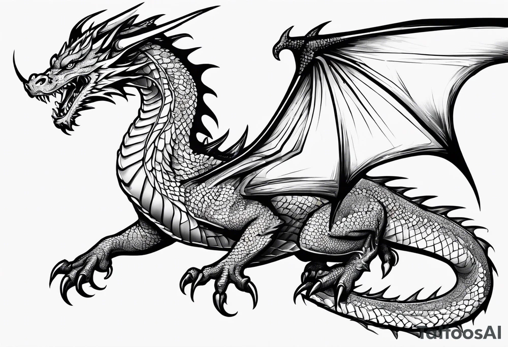 dragon flying tattoo idea