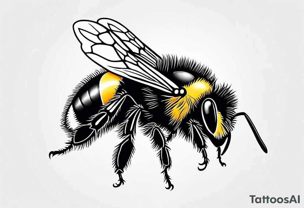 Harlow in cursive with a bumblebee flying off the end of the w tattoo idea