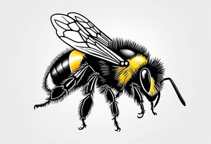 Harlow in cursive with a bumblebee flying off the end of the w tattoo idea