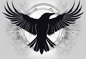 silhouette of a crow with half open wings
every line must be straight
leftside of the body geometric
rightside of the body real tattoo idea