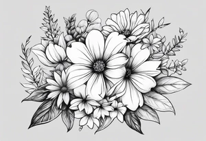 paw print and wild flowers tattoo idea
