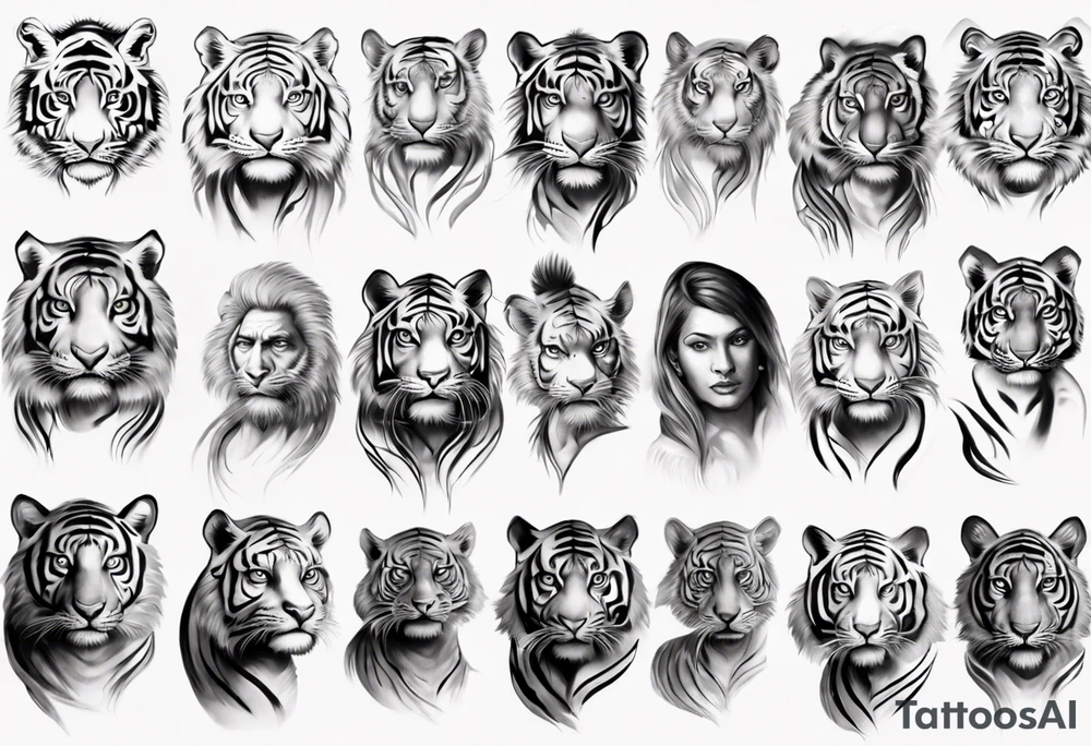 indian human 
tiger 
realistic leg sleeve tattoo idea