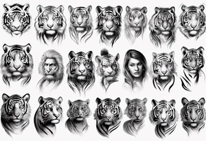 indian human 
tiger 
realistic leg sleeve tattoo idea