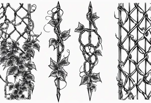 chain link fence with pointy ivy tattoo idea