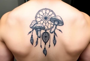 Mushrooms with dreamcatcher tattoo idea
