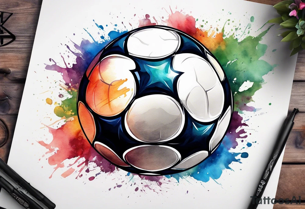 football cross with watercolor background tattoo idea