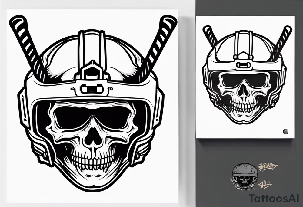 hockey skull with helmet and puck tattoo idea