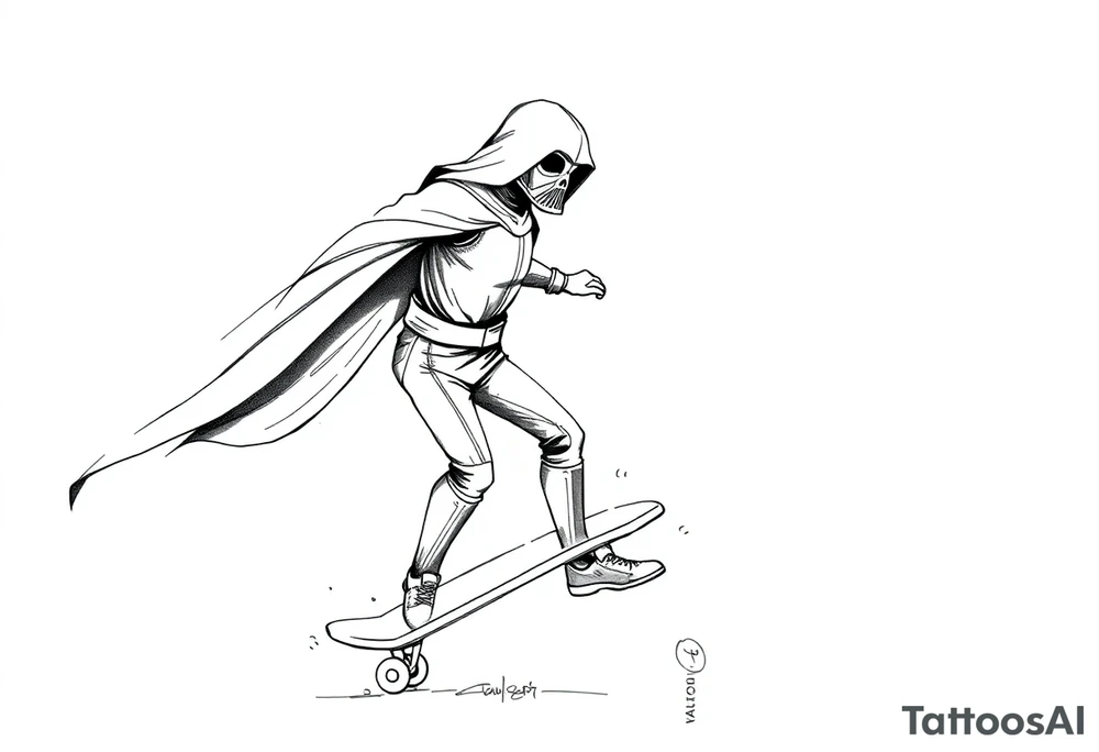 skateboarding Darth Carter, star wars, outdoors, future, memento mori tattoo idea