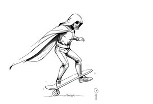 skateboarding Darth Carter, star wars, outdoors, future, memento mori tattoo idea