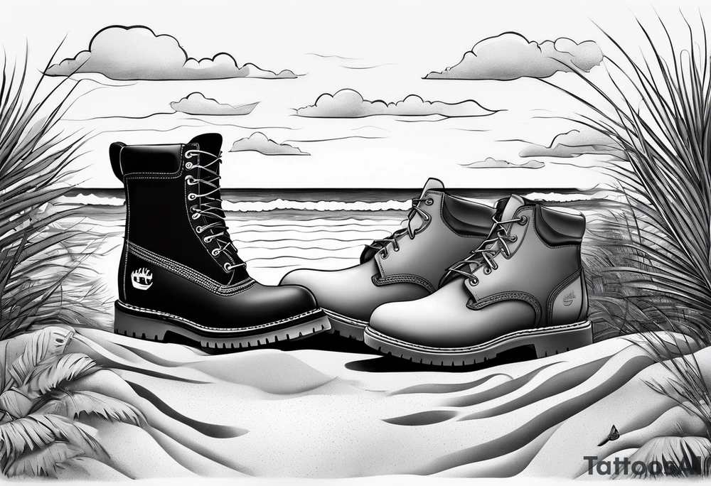 Keep it simple. A pair of timberland boots. two flip flops and a cowboyhat on the Beach. tattoo idea