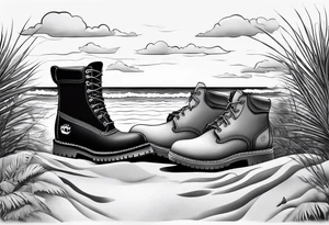 Keep it simple. A pair of timberland boots. two flip flops and a cowboyhat on the Beach. tattoo idea