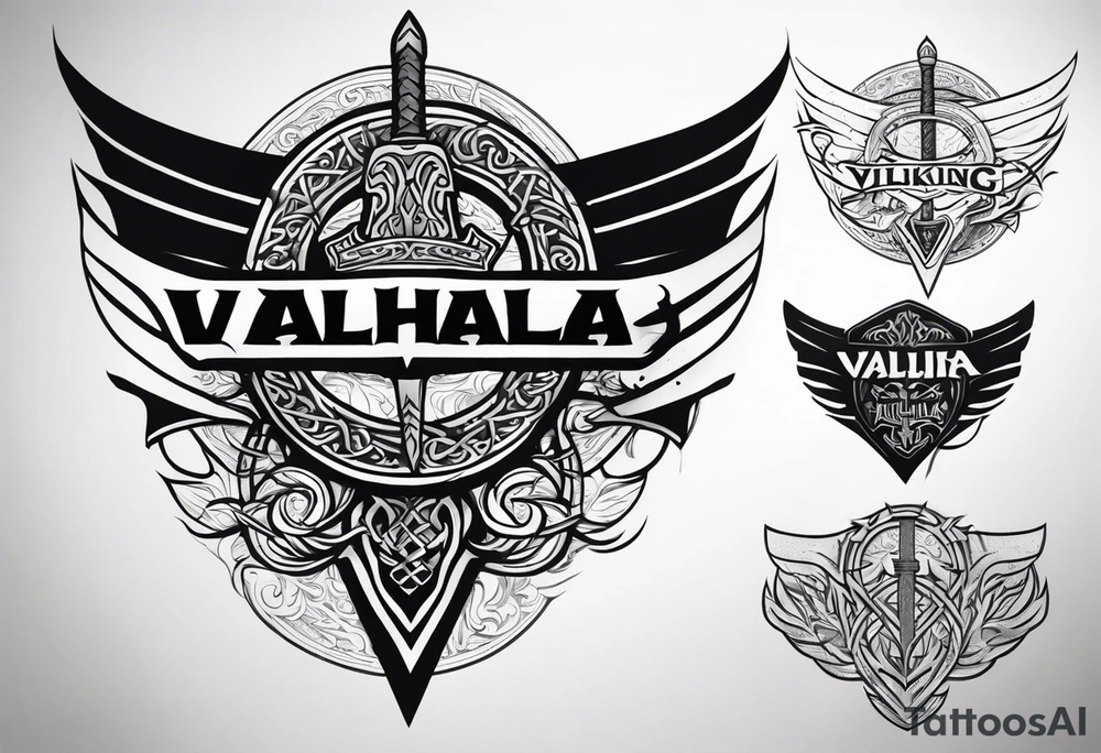 Viking sword Valhalla dragon shield tattoo idea