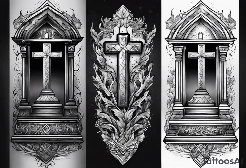 Tomb with cross tattoo idea