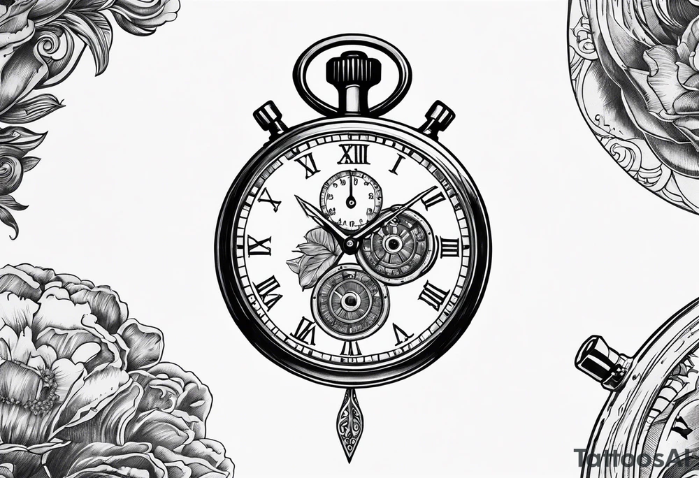 Stopwatch hanging from  a sword tattoo idea