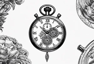 Stopwatch hanging from  a sword tattoo idea