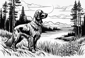 Full landscape Outline of an irish setter no fill l tattoo idea