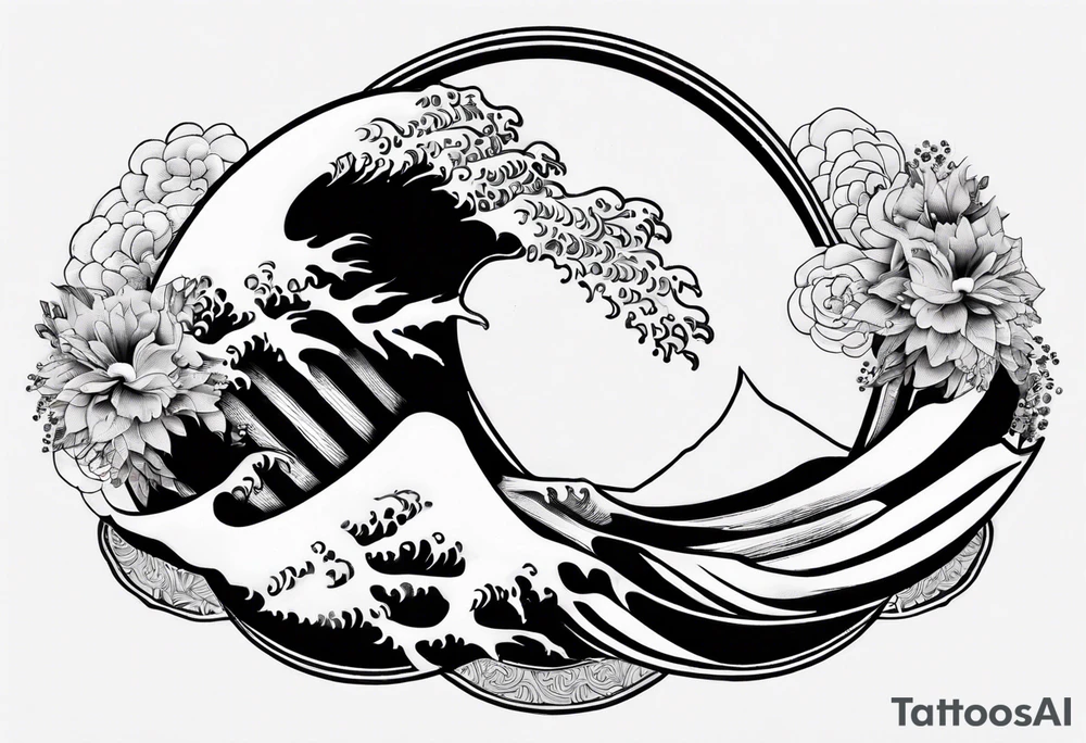 The great wave off kanagawa mixed with a mandala design tattoo idea
