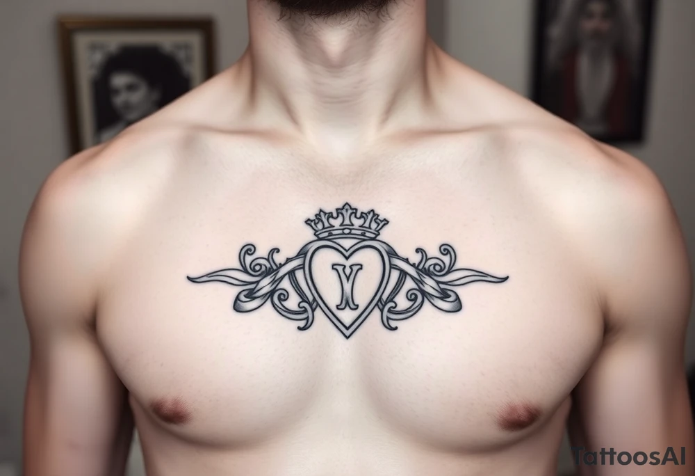 Create a tattoo on a man’s chest of the name Michelle. Celtic claddagh tattoo idea