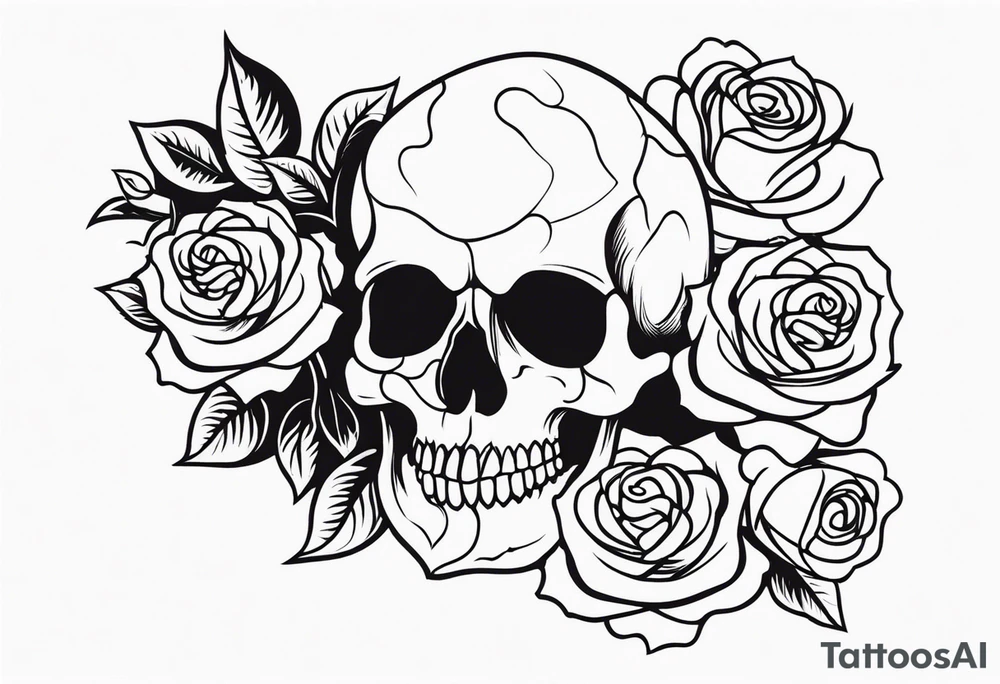 skull and roses tattoo idea