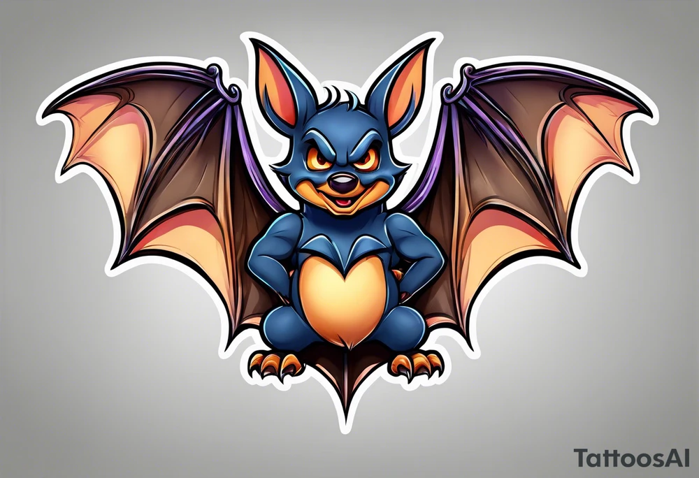 cartoon bat in style of disney tattoo idea