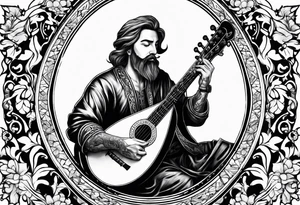 man playing the lute tattoo idea